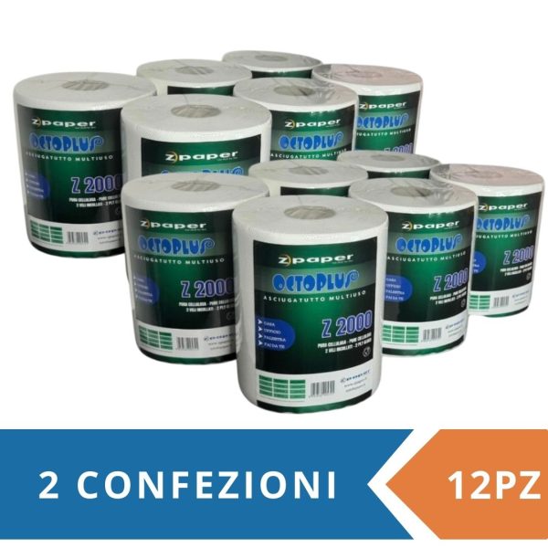 Z2000 – 12 Rotoli 2000 usi. Carta Pura Cellulosa - immagine 2